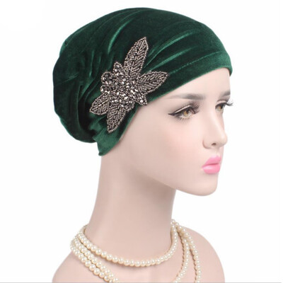 2019 New Fashion Four-leaf flower-beaded Cap Indian Headscarf Hat Scarf Hat Cap