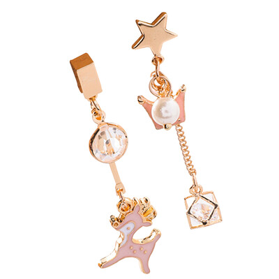 Korean Lovely Cartoon Style Dangle Earrings Asymmetric Deer Crown Rhinestone Fashion Earrings For Women
Korean Lovely Cartoon Style Dangle Earrings Asymmetric Deer Crown Rhinestone Fashion Earrings For Women