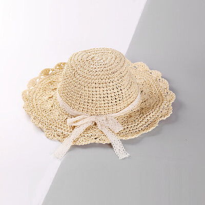Lace bow straw hat summer ladies hat Korean version of outdoor sun-proof sun hat lotus-leaf sun hat cool hat