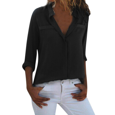 Women Tops Blouses 2019 Autumn Elegant Long Sleeve V-Neck Chiffon Blouse Female Solid Color Button Work Wear Shirts Blouse
Women Tops Blouses 2019 Autumn Elegant Long Sleeve V-Neck Chiffon Blouse Female Solid Color Button Work Wear Shirts Blouse