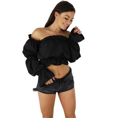 Women Off Shoulder Crop Tops Candy Color Summer Lantern Sleeve Sexy One Word Collar Beach Blouse
Women Off Shoulder Crop Tops Candy Color Summer Lantern Sleeve Sexy One Word Collar Beach Blouse