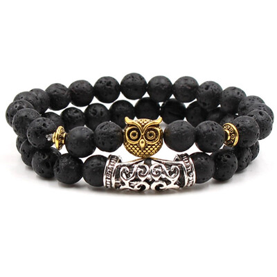 Magic Antique Gold Plated Lion Leopard Dragon Owl Head Bracelet Black Lava Stone Beads Bracelets For Men Women
Magic Antique Gold Plated Lion Leopard Dragon Owl Head Bracelet Black Lava Stone Beads Bracelets For Men Women