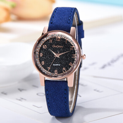 RM Fashion Simple Flat Digital Scale Dial Belt Fashion With Quartz Womens Watch