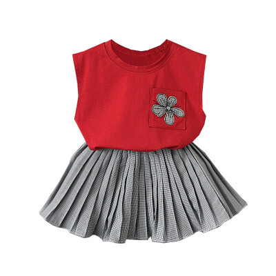 Children Clothing Girls Clothes Set Casual Summer Sleeveless T-shirt VestPlaid Skirts Suits 2Pcs Costume Set
Children Clothing Girls Clothes Set Casual Summer Sleeveless T-shirt VestPlaid Skirts Suits 2Pcs Costume Set