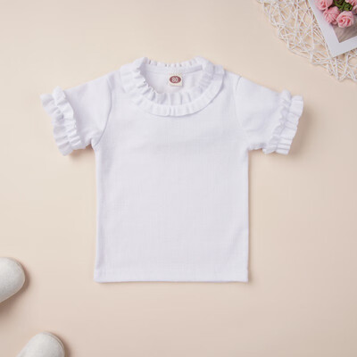 Summer Baby Girls Clothes Girls Short Sleeve T-Shirts Kids Cotton Tops Tees Casual Solid Print Blouse