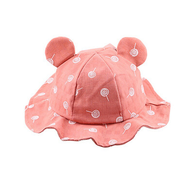 8-36T Summer Baby Boys Girls Toddler Lollipop Striped Print Bucket Hats With Ear Design Caps Reversible Sun Headwear