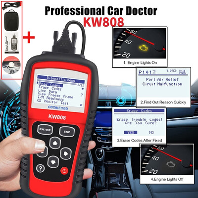 Premium KW808 OBDII EOBD Car Diagnostic Tool Scanner Automotive Code Reader for 12V Gasoline Vehicles
Premium KW808 OBDII EOBD Car Diagnostic Tool Scanner Automotive Code Reader for 12V Gasoline Vehicles