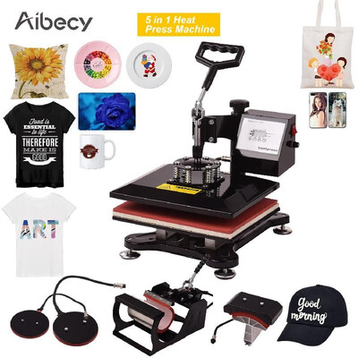 Aibecy 5 in 1 Combo Heat Press Machine Multifunction Sublimation Heat Transfer Machine 360-degree Rotation for T-shirtBagPhone C
Aibecy 5 in 1 Combo Heat Press Machine Multifunction Sublimation Heat Transfer Machine 360-degree Rotation for T-shirtBagPhone C