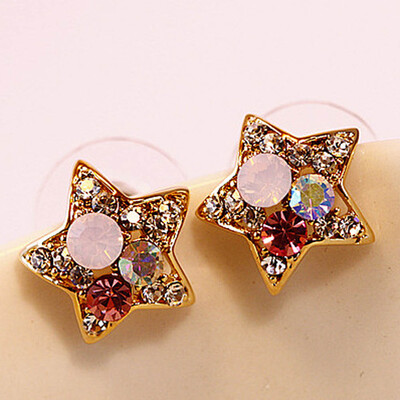 1 Pair Fashion Women Lady Elegant Star Crystal Rhinestone Ear Stud Earrings