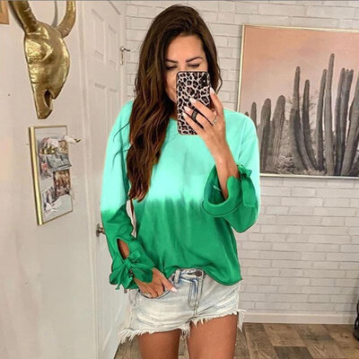 Women Autumn Winter Blouse Rainbow Gradient Print O Neck Long Sleeve Lace Up Casual Loose Pullover Tee Basic Tops
Women Autumn Winter Blouse Rainbow Gradient Print O Neck Long Sleeve Lace Up Casual Loose Pullover Tee Basic Tops