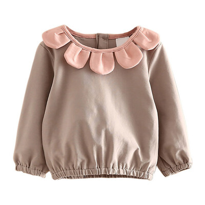 Autumn Baby Girls Cotton Flower T-shirt Tops Blouse Long Sleeve Children Casual Shirts