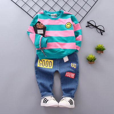 Autumn Baby Boy Girl 2pcs Sets Striped Print Long Sleeve Sweatshirt Blouse Letters Trousers Casual Outfits Clothes
Autumn Baby Boy Girl 2pcs Sets Striped Print Long Sleeve Sweatshirt Blouse Letters Trousers Casual Outfits Clothes