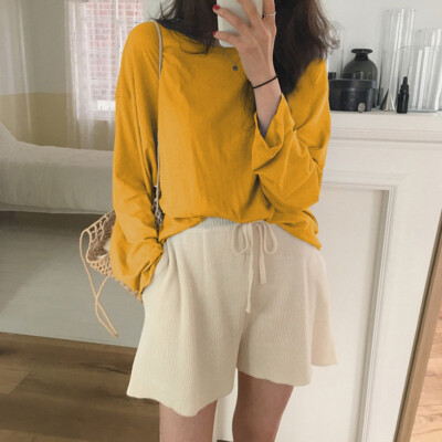 Korean Style Autumn Winter New Vintage Casual Loose Multicolor Solid plus size T-shirt Long-Sleeved T-Shirt Women camiseta mujer
Korean Style Autumn Winter New Vintage Casual Loose Multicolor Solid plus size T-shirt Long-Sleeved T-Shirt Women camiseta mujer