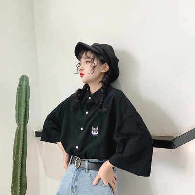 Harajuku Cartoon Dog Print Blouse Tops Korean Causal Shirt 2019 Summer Loose Short Sleeve Turn-down Collar Shirts Woman Blusas
Harajuku Cartoon Dog Print Blouse Tops Korean Causal Shirt 2019 Summer Loose Short Sleeve Turn-down Collar Shirts Woman Blusas