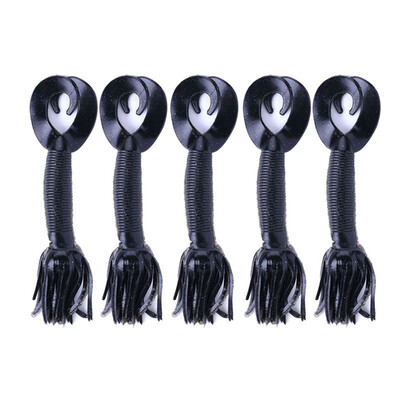 5pcs Artificial Bait Double Tail Worm Shape Soft Lure Saltwater Fishing Accessories artificial worm shape small fishing lure