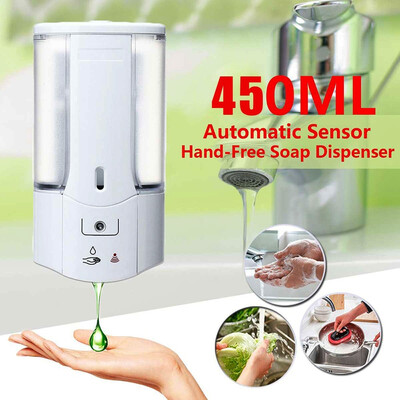 450400mL Wall Mounted Automatic Infrared Sensor Hand-Free Soap Dispenser with Cover Bathroom for Home Office Mall School Hotel
450400mL Wall Mounted Automatic Infrared Sensor Hand-Free Soap Dispenser with Cover Bathroom for Home Office Mall School Hotel
