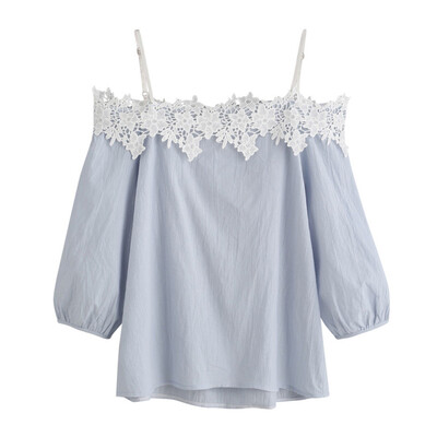 Womens Casual Summer Shirt Harness Lace Slash-Neck Blouses Long-sleeved Clothing Tops
Womens Casual Summer Shirt Harness Lace Slash-Neck Blouses Long-sleeved Clothing Tops