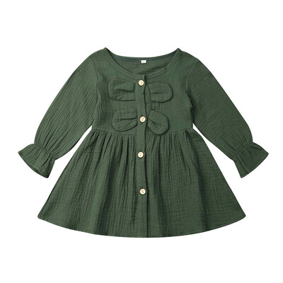 2019 Casual Baby Girls Long Flare Sleeve Solid Print Dress Kids Bowknot Pageant Dresses 1-5Y Autumn Dress
2019 Casual Baby Girls Long Flare Sleeve Solid Print Dress Kids Bowknot Pageant Dresses 1-5Y Autumn Dress