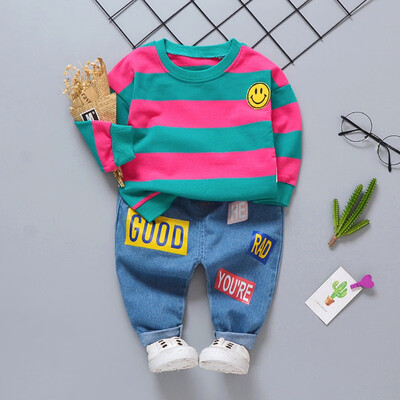 Autumn Baby Boy Girl 2pcs Sets Striped Print Long Sleeve Sweatshirt Blouse Letters Trousers Casual Outfits Clothes
Autumn Baby Boy Girl 2pcs Sets Striped Print Long Sleeve Sweatshirt Blouse Letters Trousers Casual Outfits Clothes