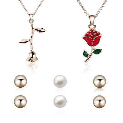 Romantc Gold Rose Pendant Women Necklace Girl Adjustble Alloy Sweater Chain with Pearl Earrings Gift Jewelry
Romantc Gold Rose Pendant Women Necklace Girl Adjustble Alloy Sweater Chain with Pearl Earrings Gift Jewelry