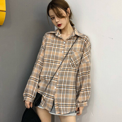 Woman Vintage Plaid Shirt Single Breasted Turn down Collar Autumn Long Sleeve Button Retro Blouses Fall Clothes Tops
Woman Vintage Plaid Shirt Single Breasted Turn down Collar Autumn Long Sleeve Button Retro Blouses Fall Clothes Tops