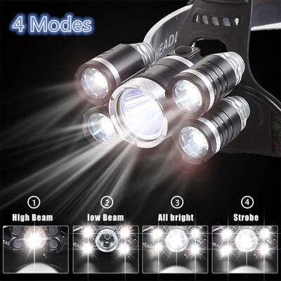 Head Torch Zoomable 4 Modes 5 LED Rotating USB Rechargeable Waterproof Head Torch for Fishing Hiking Camping
Head Torch Zoomable 4 Modes 5 LED Rotating USB Rechargeable Waterproof Head Torch for Fishing Hiking Camping