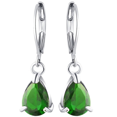 Charming Water Droplet Cut Amethyst Dangle Drop Earrings Wedding Jewelry