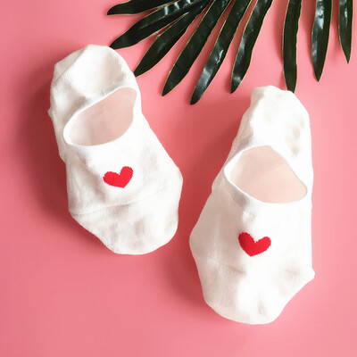Women Summer Concise Low Cut Socks Heart Print Female Breathable Comfortable Sock