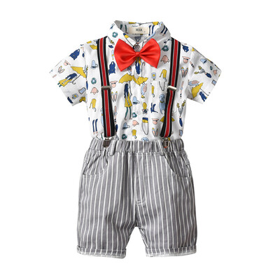 4Pcs Boy Clothes Set Cartoon T-shirt Tops Shorts Suit Overalls Suit Summer Short Sleeve Baby Clothes Boy Gentleman Infant Sui
4Pcs Boy Clothes Set Cartoon T-shirt Tops Shorts Suit Overalls Suit Summer Short Sleeve Baby Clothes Boy Gentleman Infant Sui