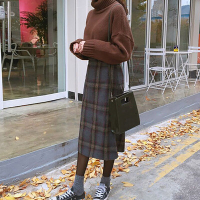 Autumn Winter High Waist Woolen Women Skirts A-line Skirt Trellis Ribbed Lady Mid- Long Skirt
Autumn Winter High Waist Woolen Women Skirts A-line Skirt Trellis Ribbed Lady Mid- Long Skirt