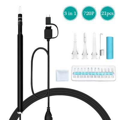 3-in-1 USB Ear Cleaning Earpick Endoscope LED Light Multifunctional Borescope Inspection Camera HD 720P Visual Ear Spoon Health Ca
3-in-1 USB Ear Cleaning Earpick Endoscope LED Light Multifunctional Borescope Inspection Camera HD 720P Visual Ear Spoon Health Ca