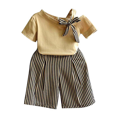 2Pcsset Children Girls Clothing Casual Summer Short Sleeve T-shirtStriped Print Shorts Suits Costume Sets
2Pcsset Children Girls Clothing Casual Summer Short Sleeve T-shirtStriped Print Shorts Suits Costume Sets