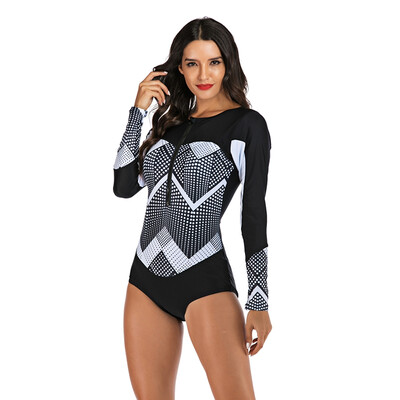 Women Rash Guard Adult One-Piece Long Sleeve Patchwork Zipper Quick Drying Swimsuit Hot Spring Diving Surfing Swimming Suit
Women Rash Guard Adult One-Piece Long Sleeve Patchwork Zipper Quick Drying Swimsuit Hot Spring Diving Surfing Swimming Suit