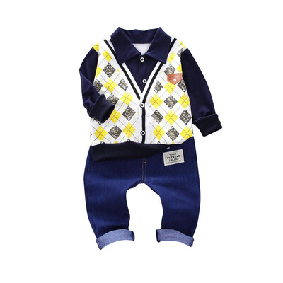 Spring Baby Boy Clothes Cotton Fake 2 Pieces Design Long Sleeve Floral Shirt Tops Denim Pants Trousers Outfits Set
Spring Baby Boy Clothes Cotton Fake 2 Pieces Design Long Sleeve Floral Shirt Tops Denim Pants Trousers Outfits Set