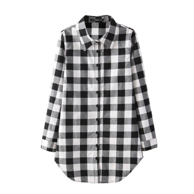 Women Blouses Long Shirts Single Breasted Plaid Cotton Shirt Wild Casual Streetwear Shirt
Women Blouses Long Shirts Single Breasted Plaid Cotton Shirt Wild Casual Streetwear Shirt