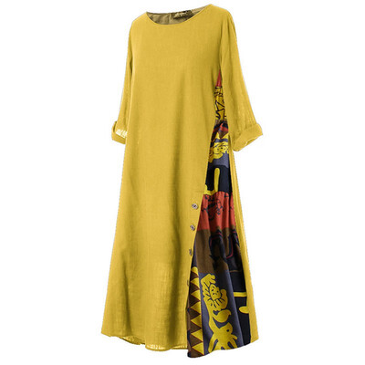 Autumn Dress Patchwork Casual Three Quarter Sleeve O-neck Button High Low Hem Plus Size 3XL Long Dress Vestido
Autumn Dress Patchwork Casual Three Quarter Sleeve O-neck Button High Low Hem Plus Size 3XL Long Dress Vestido