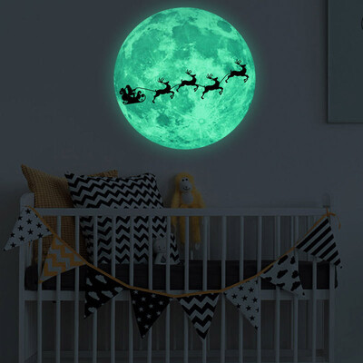 Gobestart Luminous Moon Removable Wall Sticker Home Christmas Decoration