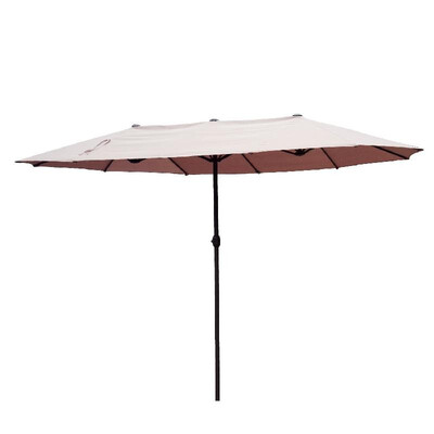 15ft Double-Sided Outdoor Patio Umbrella with Air Vents - Tan