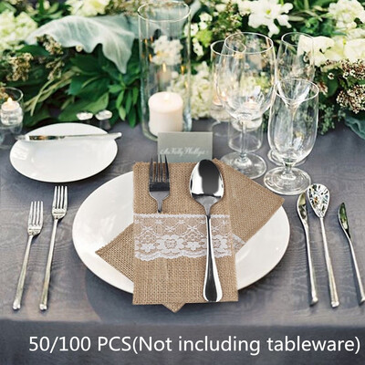 50100PCS Hessian Burlap Lace Rustic Jute Tableware Pouch Cutlery Holder Bag Wedding Party Decoration-Cutlery not included
50100PCS Hessian Burlap Lace Rustic Jute Tableware Pouch Cutlery Holder Bag Wedding Party Decoration-Cutlery not included