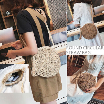 Two Colors Omen Tassels Round Crossbody Shoulder Bag Beach Circular Rattan Wicker Straw Woven Basket Tote Bag
Two Colors Omen Tassels Round Crossbody Shoulder Bag Beach Circular Rattan Wicker Straw Woven Basket Tote Bag