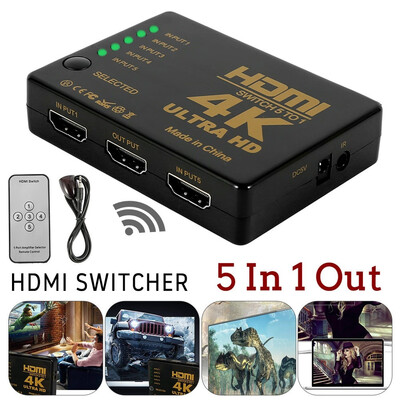 4K2K HDMI 5 in 1 Out Switch Splitter TV Adapter Splitter Switcher Box Ultra HD with IR Remote for HDTV
4K2K HDMI 5 in 1 Out Switch Splitter TV Adapter Splitter Switcher Box Ultra HD with IR Remote for HDTV