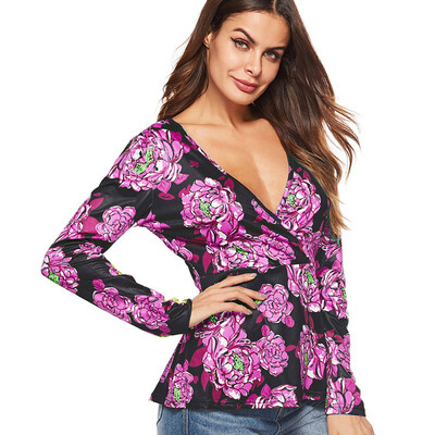 Fashion New Casual Long Sleeve Tops Sexy Deep V-Neck Printed Flowers Shirt Top Women Chiffon Blouse Shirt Plus Size
Fashion New Casual Long Sleeve Tops Sexy Deep V-Neck Printed Flowers Shirt Top Women Chiffon Blouse Shirt Plus Size