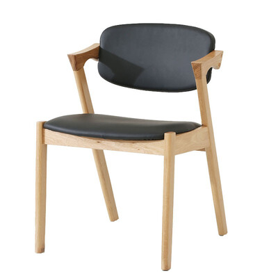 Modern new style soild wood black leather z shape design armrest dining chair