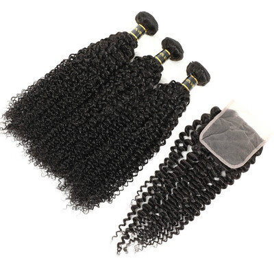 Amazing Star Virgin Brazilian Hair Jerry Curly Bundles with Closure Brazilian Lace Closure with Bundles Human Hair with Closure