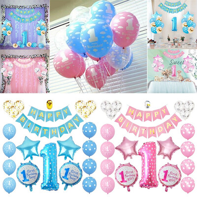 Boy Girl Happy First Birthday Party Decoration Set Birthday Hat Banner Flag Cake Topper Balloons Kit
Boy Girl Happy First Birthday Party Decoration Set Birthday Hat Banner Flag Cake Topper Balloons Kit