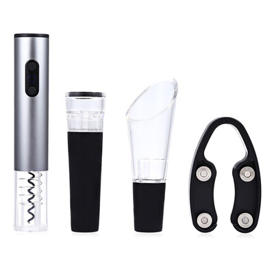4pcs Electric Wine Opener Cordless Corkscrew with Removable Foil Cutter Vacuum Stopper Pourer
4pcs Electric Wine Opener Cordless Corkscrew with Removable Foil Cutter Vacuum Stopper Pourer
