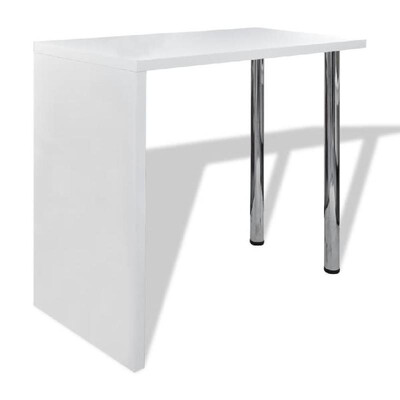 Bar Table MDF with 2 Steel Legs High Gloss White