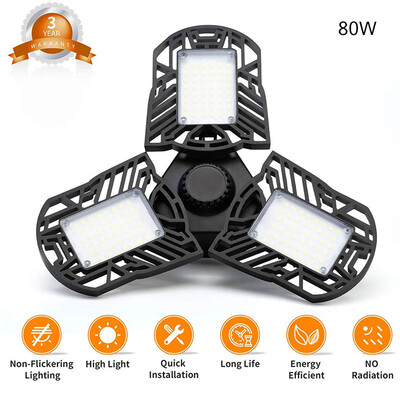 LED Garage Lamp 80W Deformable Garage Ceiling Lamp 6000LM E26 Basement Lamp With 3 Adjustable Panel LED Bulbs For Studio Barn
LED Garage Lamp 80W Deformable Garage Ceiling Lamp 6000LM E26 Basement Lamp With 3 Adjustable Panel LED Bulbs For Studio Barn