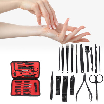 16PCSSet Stainless Steel Nail Clipper Grooming Kit Manicure Pedicure Suit Tools With Leather Case Nail Tools Set
16PCSSet Stainless Steel Nail Clipper Grooming Kit Manicure Pedicure Suit Tools With Leather Case Nail Tools Set
