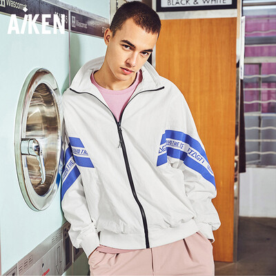 Aiken Aiken 2019 spring new mens stitching jacket AK119071911 white L